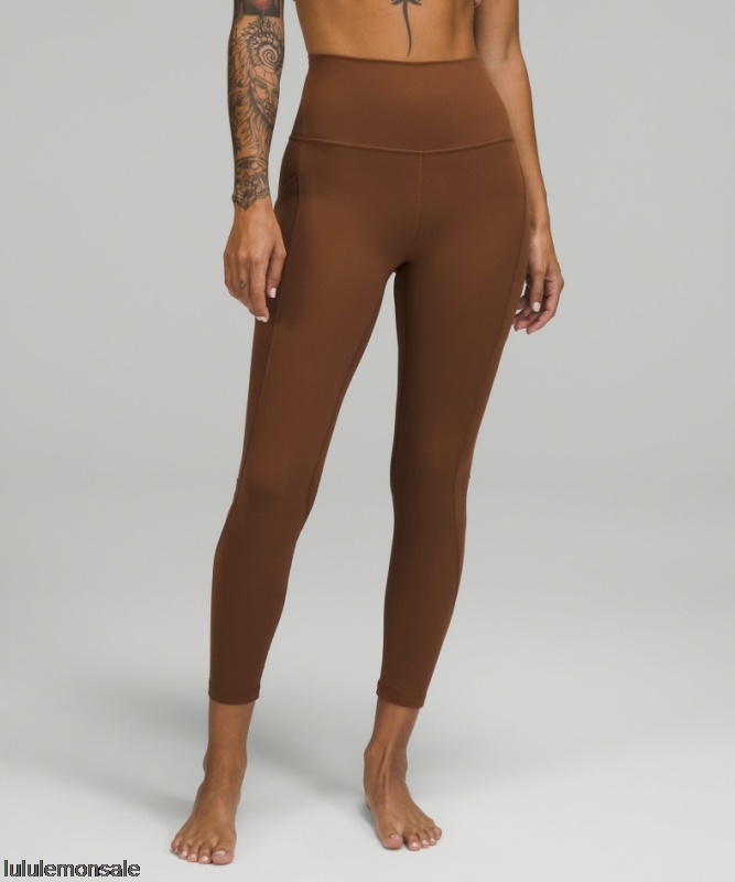 Lululemon Damen DELULU044 | Geröstete Braune Align Hoch Sitzende Hose Mit Taschen 25